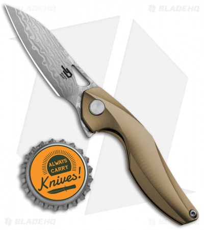 Bestech Knives Isham Reticulan Frame Lock Knife Bronze Ti (2" Damascus) BT1810J