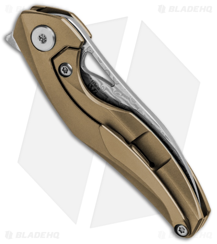 Bestech Knives Isham Reticulan Frame Lock Knife Bronze Ti (2" Damascus) BT1810J