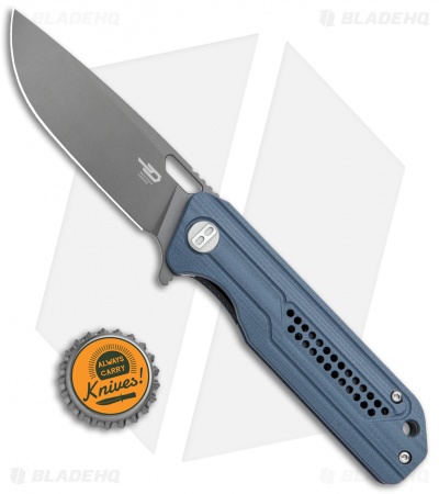 Bestech Knives Circuit Liner Lock Knife Blue G-10 (3.25" Gray) BBG35B-2