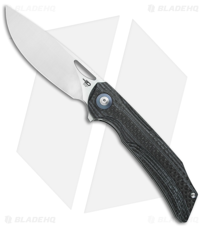 Bestech Knives Falko Liner Lock Knife Black G-10/CF (3.8" Satin 154CM)