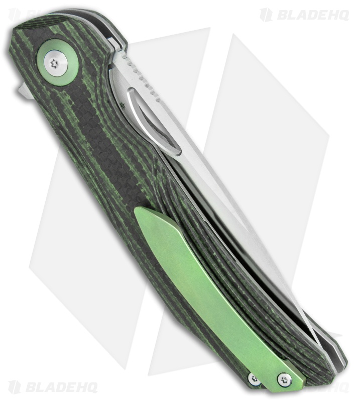 Bestech Knives Falko Liner Lock Knife Green G-10/CF (3.82" Satin 154CM)