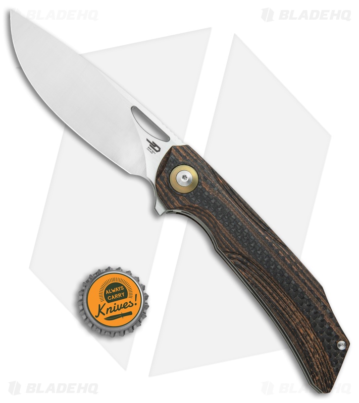 Bestech Knives Falko Liner Lock Knife Orange G-10/CF (3.82" Satin 154CM)