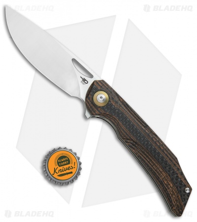 Bestech Knives Falko Liner Lock Knife Orange G-10/CF (3.82" Satin 154CM)