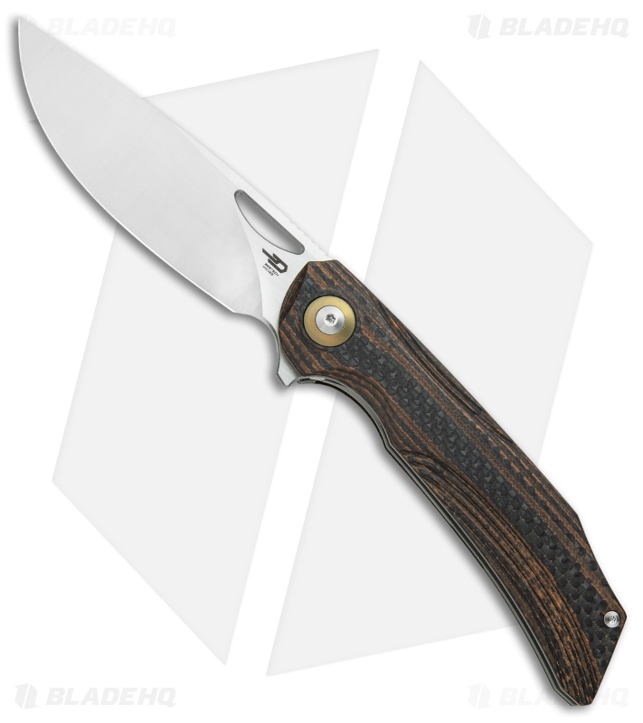 Bestech Knives Falko Liner Lock Knife Orange G-10/CF (3.82" Satin 154CM)