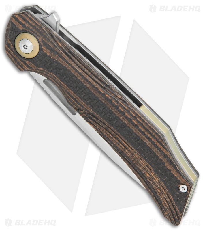 Bestech Knives Falko Liner Lock Knife Orange G-10/CF (3.82" Satin 154CM)