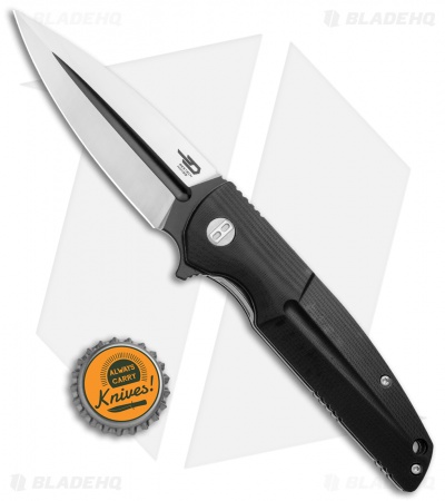 Bestech Knives Fin Liner Lock Knife Black G-10 (3.6" Two-Tone 14C28N)