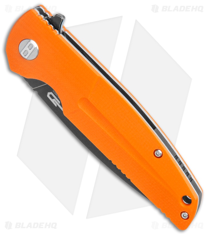 Bestech Knives Fin Liner Lock Knife Orange G10 (3.6" Black 14C28N)