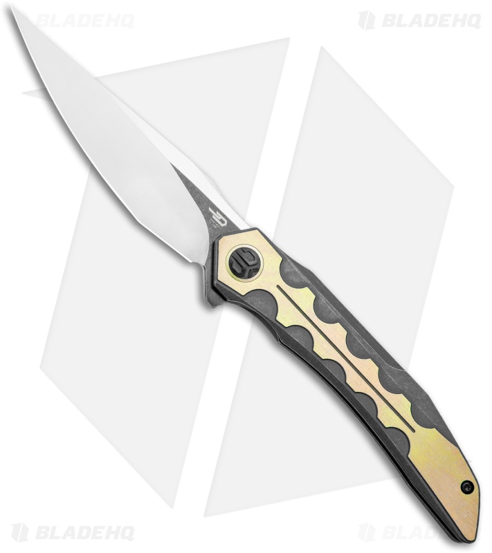 Bestech Knives Samari Frame Lock Knife Bronze/Gold Ti (3.9" Satin M390)