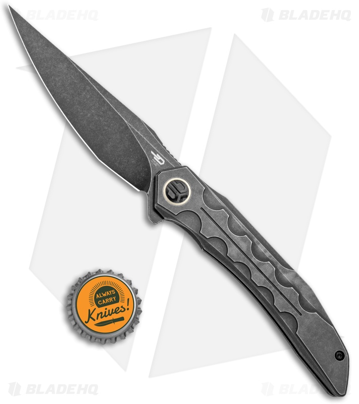 Bestech Knives Samari Frame Lock Knife Black SW Ti (3.9" Black Stonewash M390)