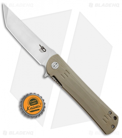 Bestech Knives Kendo Tanto Liner Lock Knife Tan G-10 (3.75" Satin)  
