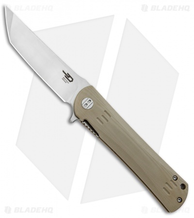 Bestech Knives Kendo Tanto Liner Lock Knife Tan G-10 (3.75" Satin)  
