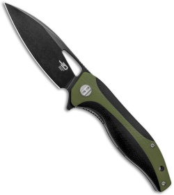 Bestech Knives Komodo Liner Lock Knife Black / Green G-10 (3.5" Black) BG26C