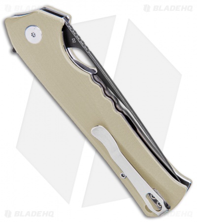 Bestech Knives Muskie Liner Lock Knife Beige G10 (4" Black/Satin)