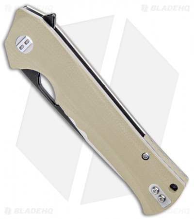 Bestech Knives Muskie Liner Lock Knife Beige G10 (4" Black/Satin)