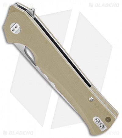Bestech Knives Muskie Liner Lock Knife Beige G-10 (4" Satin)