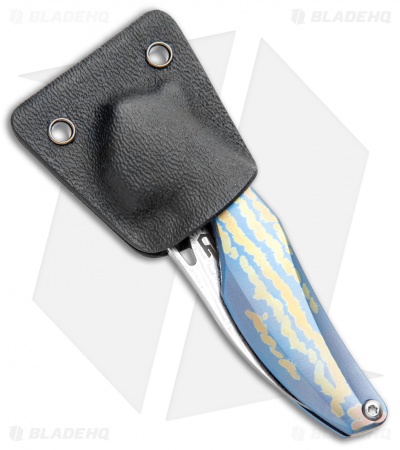 Bestech Knives Isham Reticulan Frame Lock Knife Blue/Gold Ti (2" Dama) BT1810L
