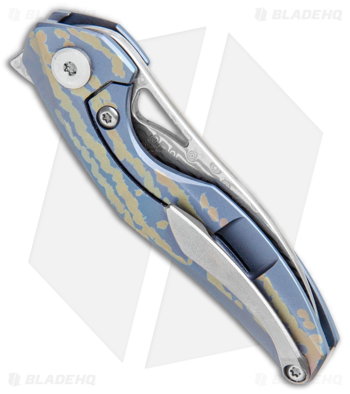 Bestech Knives Isham Reticulan Frame Lock Knife Blue/Gold Ti (2" Dama) BT1810L