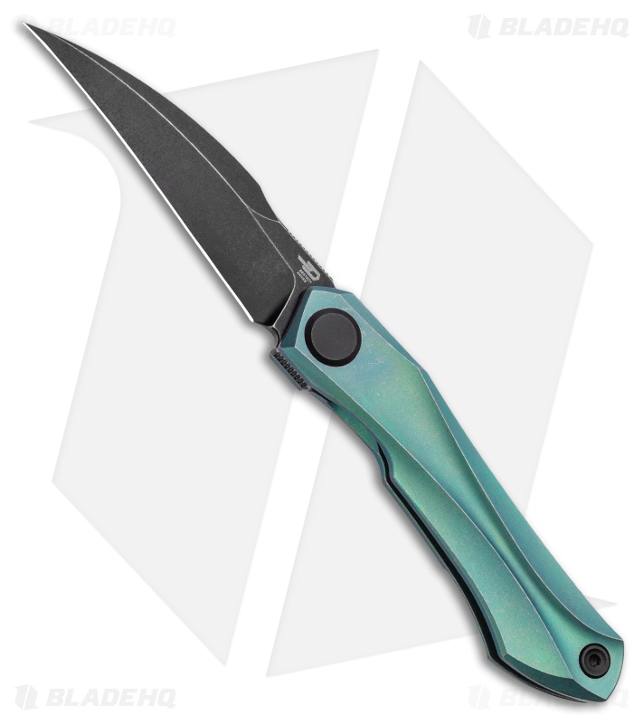 Bestech Knives Ivy Frame Lock Front Flipper Green Ti (3" Black)