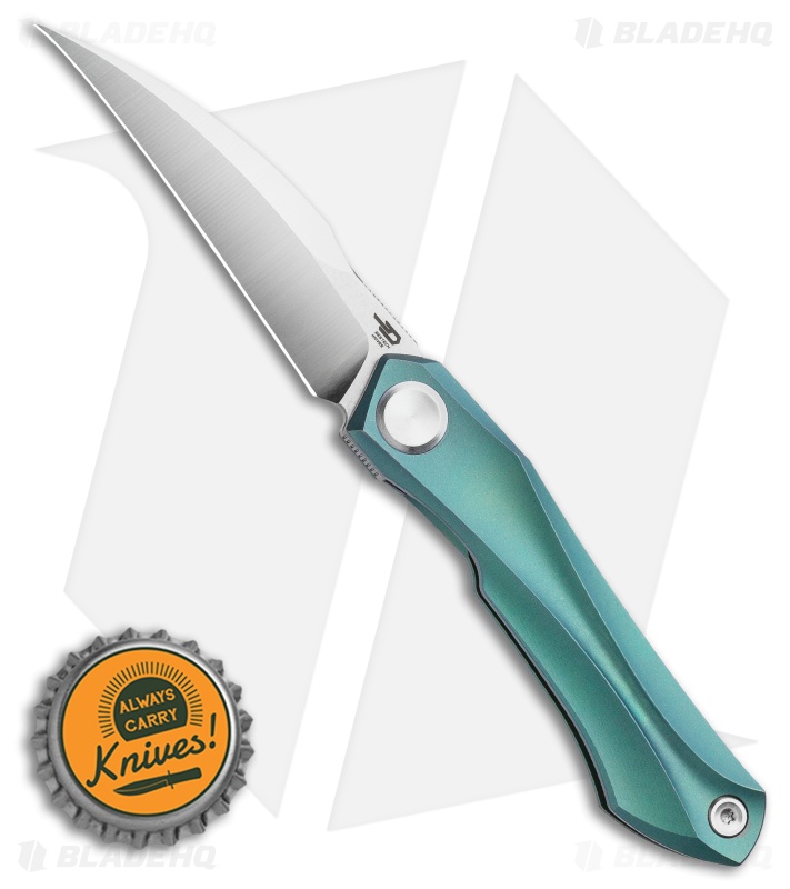 Bestech Knives Ivy Frame Lock Front Flipper Green Ti (3" Satin)