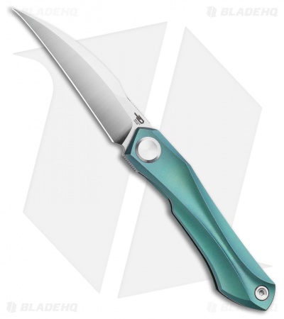 Bestech Knives Ivy Frame Lock Front Flipper Green Ti (3" Satin)