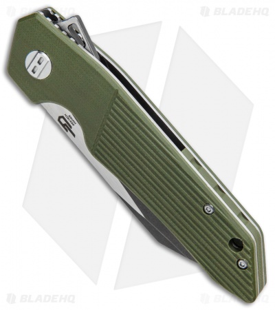 Bestech Knives Barracuda Liner Lock Knife Green G-10 (3.5" Black SW) BG15B-2