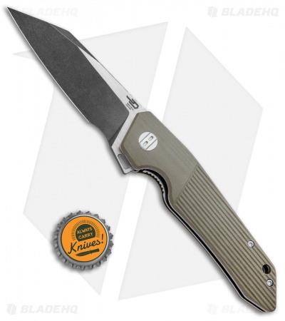 Bestech Knives Barracuda Liner Lock Knife Tan G-10 (3.5" Black SW) BG15C-2