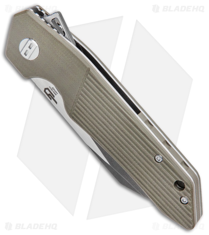 Bestech Knives Barracuda Liner Lock Knife Tan G-10 (3.5" Black SW) BG15C-2