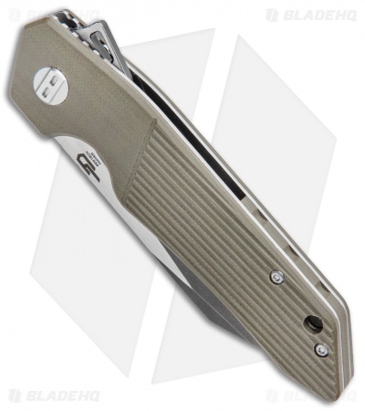 Bestech Knives Barracuda Liner Lock Knife Tan G-10 (3.5" Black SW) BG15C-2