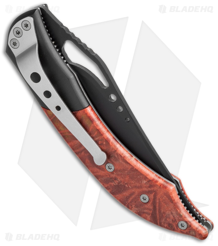 Delta Z Osprey Liner Lock Knife Maple Burl (3.50" Black) DZ-7130-MR