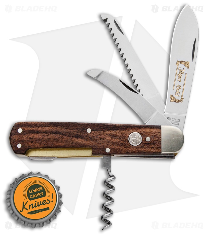Boker Jager Gold Quadro Lockback Folding Knife Walnut Wood (3.38" Satin) 110646