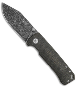 Boker Tiger Frame Lock Knife Black Burlap Micarta (3.3" Tiger Tank Damascus)