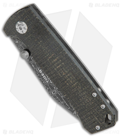 Boker Tiger Frame Lock Knife Black Burlap Micarta (3.3" Tiger Tank Damascus)