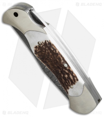 Boker Scout Lock Back Knife Stag Horn (3.125" Damascus) 112116DAM