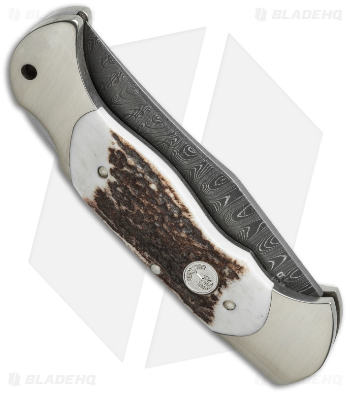 Boker Scout Lock Back Knife Stag Horn (3.125" Damascus) 112116DAM