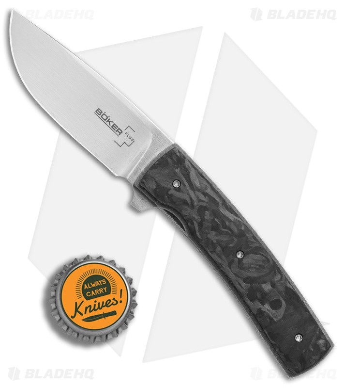 Boker Plus Zinker FR Flipper Knife Marbled Carbon Fiber (2.8" Satin) 01BO746