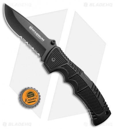 Boker Magnum Charlie Lockback Knife (3.75" Black Serr) 01MB712