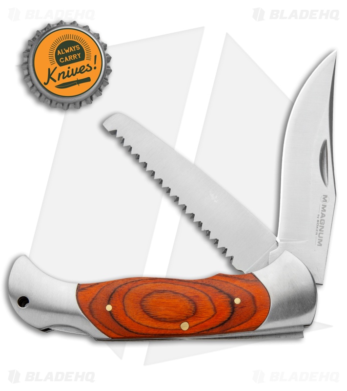 Boker Magnum Classic Hunter Slim Lockback Knife Wood (3.5" Satin) 01MB128