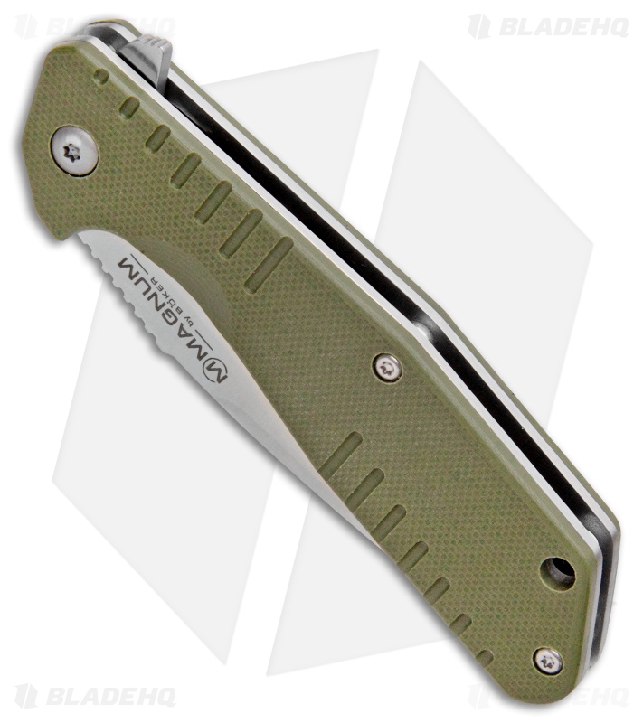 Boker Magnum Coccodrillo Vero Liner Lock Knife OD Green G10 (3.125" Satin)