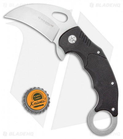 Boker Magnum Dark Claw Liner Lock Karambit Knife Black G-10 (2.75" Stonewash)