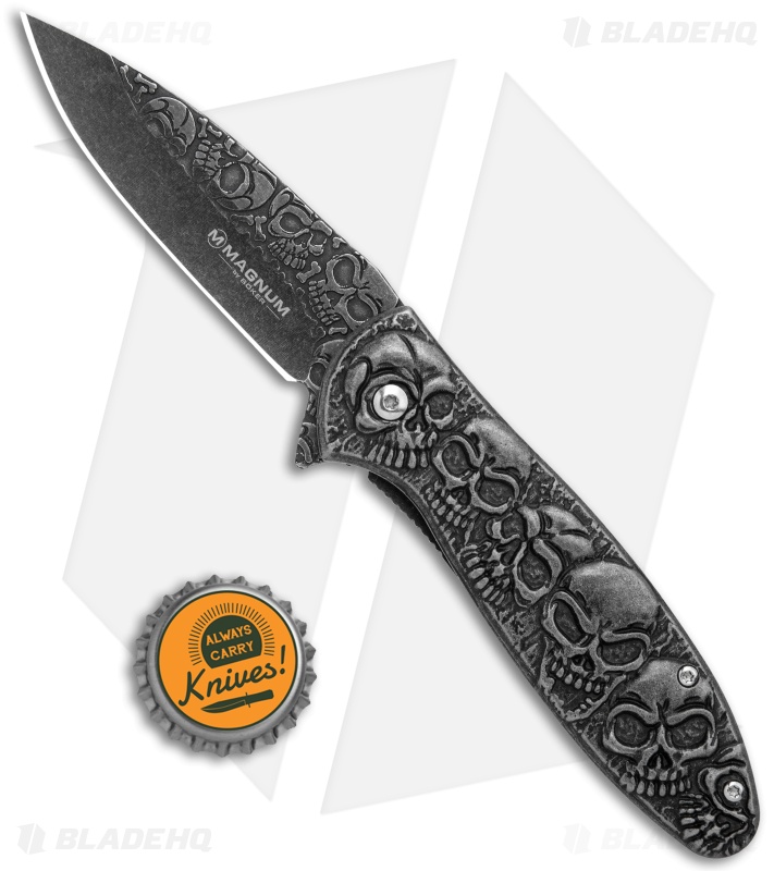 Boker Magnum Dia De Los Muertos Spring Assist Knife (3.3" Smokewash) 01SC519