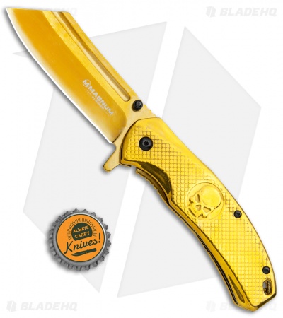 Boker Magnum Golden Skull Spring Assisted Knife Stainless Steel (3.3" Gold)