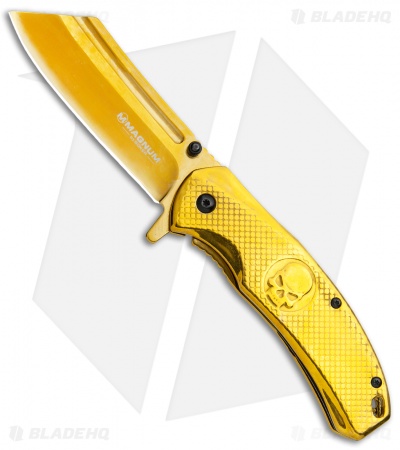 Boker Magnum Golden Skull Spring Assisted Knife Stainless Steel (3.3" Gold)