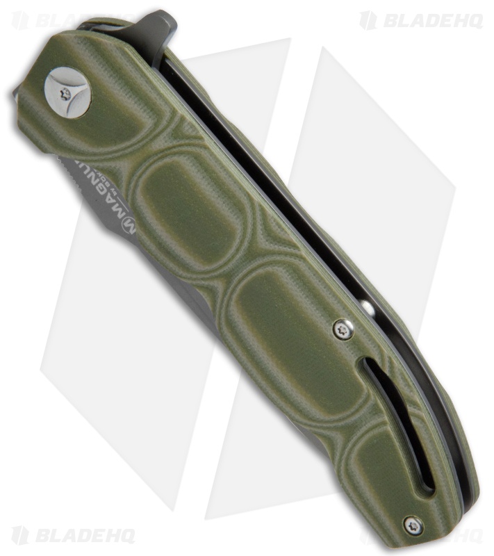 Boker Magnum Leader Liner Lock Knife OD Green G-10 (3.75" Gray) 01MB702