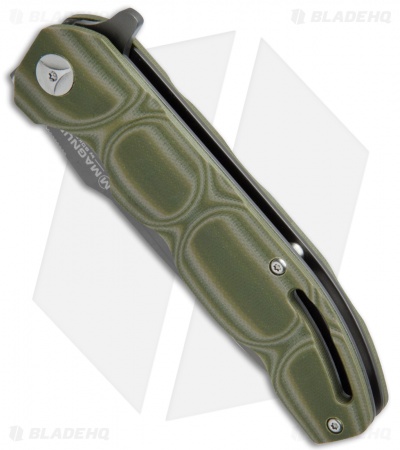 Boker Magnum Leader Liner Lock Knife OD Green G-10 (3.75" Gray) 01MB702