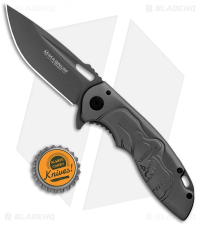Boker Magnum Massive Half Skull Frame Lock Knife (3.4" Gray)