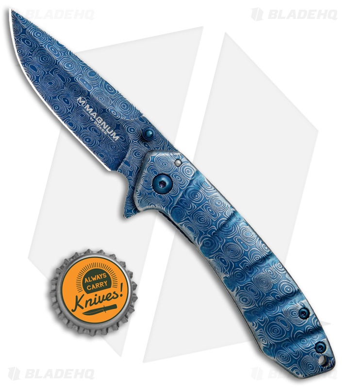 Boker Magnum Raindrop Folder Liner Lock Knife (2.75" Blue) 01RY825