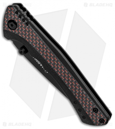 Boker Magnum Rubico Liner Lock Knife Black w/ Red CF (3.25" Black) 01RY848