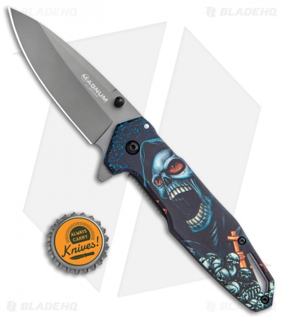 Boker Magnum Screaming Skull Frame Lock Knife (3.3" Gray) 01MB230