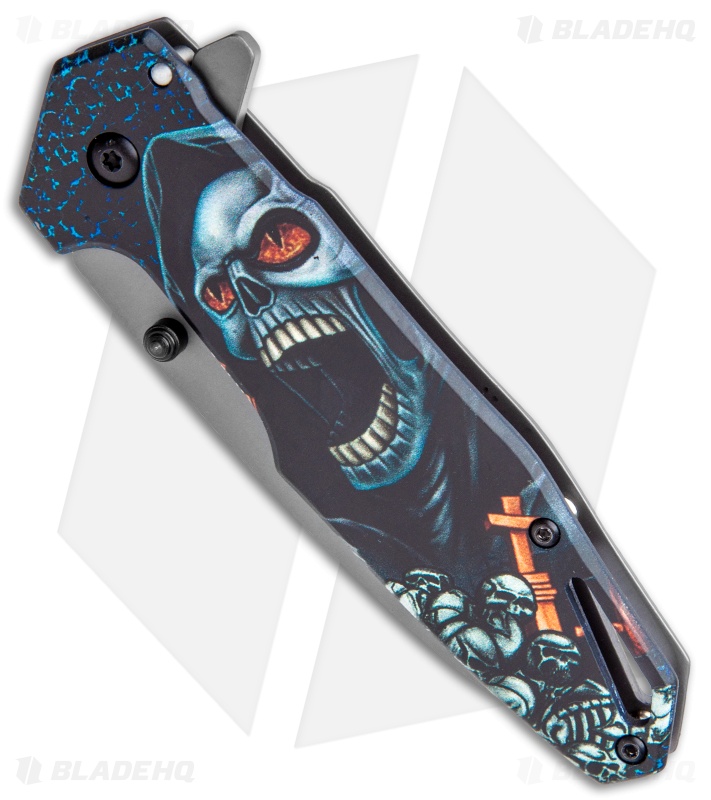 Boker Magnum Screaming Skull Frame Lock Knife (3.3" Gray) 01MB230