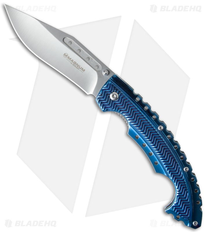 Boker Magnum Blue Bowie Liner Lock Knife SS (3.875" Satin) 01RY855